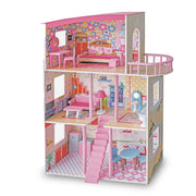 Large Wooden Girls Doll House 3 Level Kids Pretend Play Toys Furniture Dollhouse V610-TOY-DOL1056