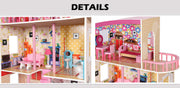 Large Wooden Girls Doll House 3 Level Kids Pretend Play Toys Furniture Dollhouse V610-TOY-DOL1056
