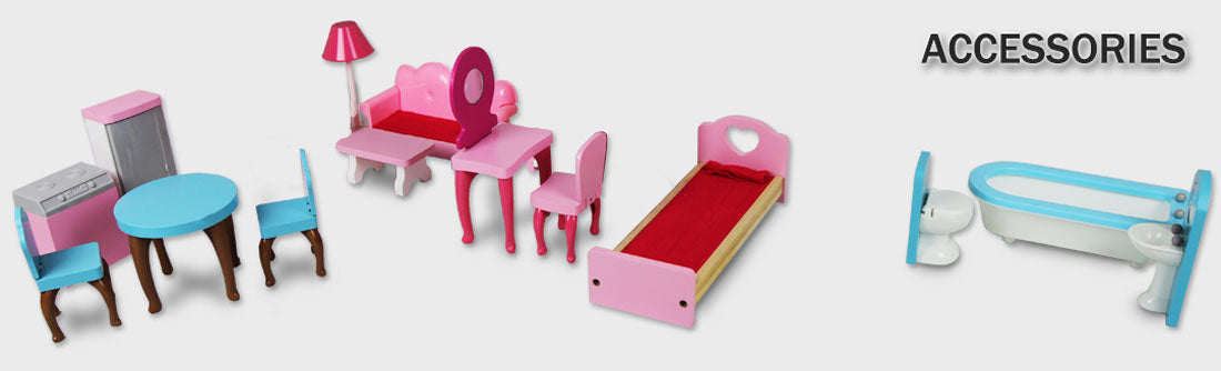 Large Wooden Girls Doll House 3 Level Kids Pretend Play Toys Furniture Dollhouse V610-TOY-DOL1056