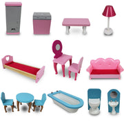 Large Wooden Girls Doll House 3 Level Kids Pretend Play Toys Furniture Dollhouse V610-TOY-DOL1056