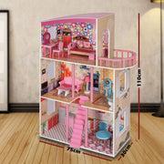 Large Wooden Girls Doll House 3 Level Kids Pretend Play Toys Furniture Dollhouse V610-TOY-DOL1056