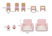 Wooden DIY Dolls Doll House 3 Level Kids Pretend Play Toys Full Furniture Set Pink V610-TOY-DOL19004