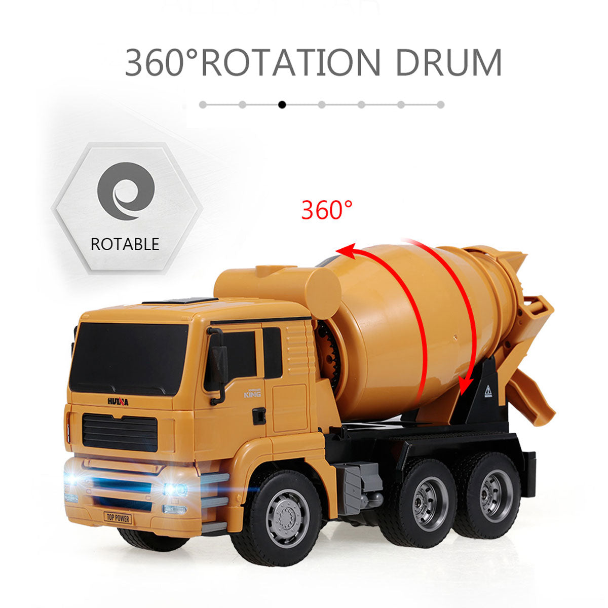 Huina 1/18 RC Engineering Construction Concrete Cement Mixer Truck Remote Control Toy Kids Gift V610-TOY-HN-1333