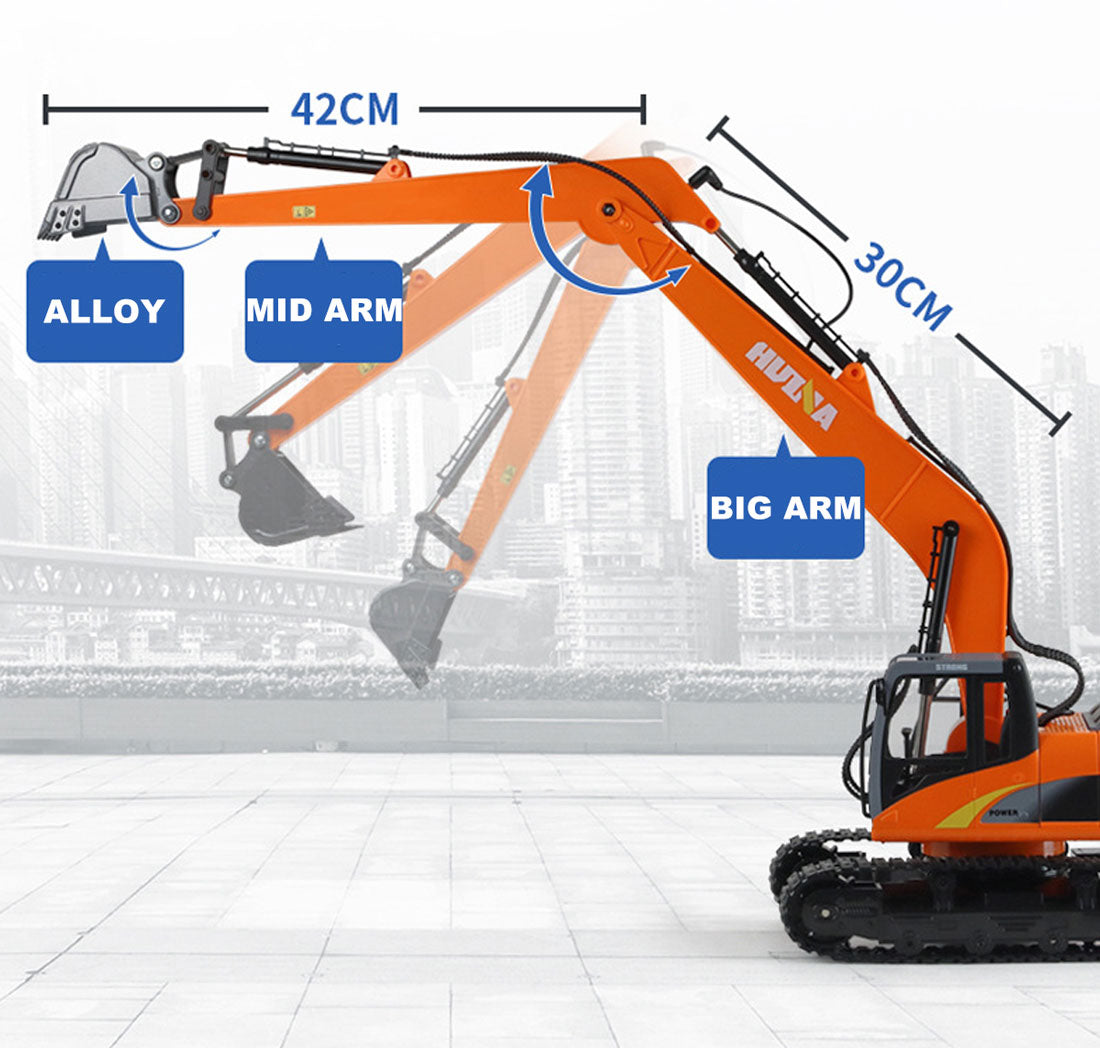 HUINA 1/14 15CH RC Alloy Long Arm Excavator Construction Engineering Vehicle Toy V610-TOY-HN-1551