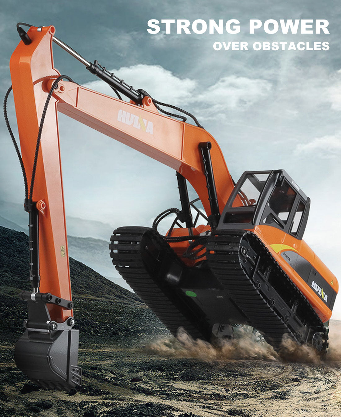 HUINA 1/14 15CH RC Alloy Long Arm Excavator Construction Engineering Vehicle Toy V610-TOY-HN-1551