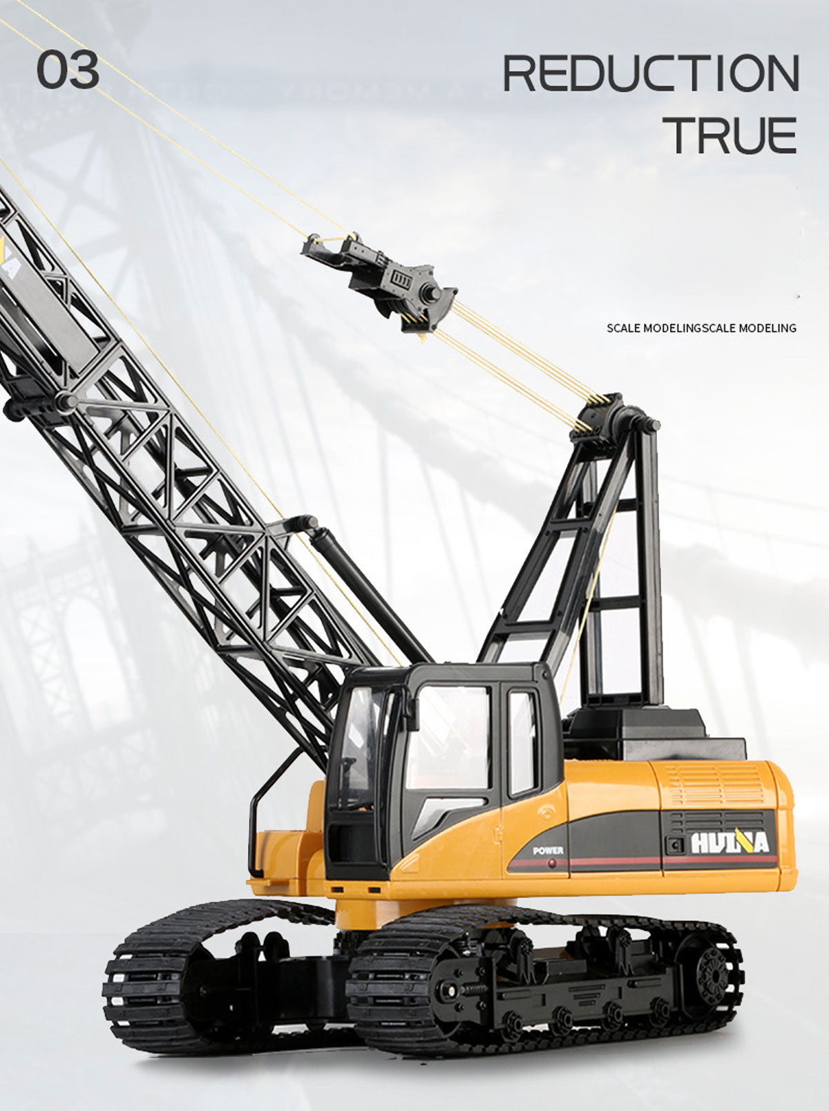 Huina RC CRANE 1:14 2.4Ghz Construction Tower Excavator Truck Toy Kids Boys Gift V610-TOY-HN-1572