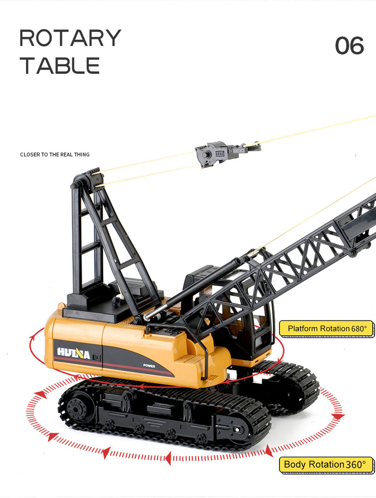 Huina RC CRANE 1:14 2.4Ghz Construction Tower Excavator Truck Toy Kids Boys Gift V610-TOY-HN-1572