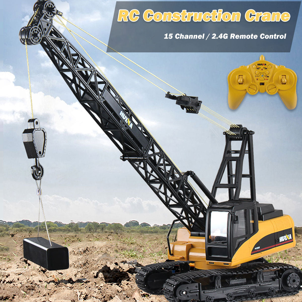 Huina RC CRANE 1:14 2.4Ghz Construction Tower Excavator Truck Toy Kids Boys Gift V610-TOY-HN-1572