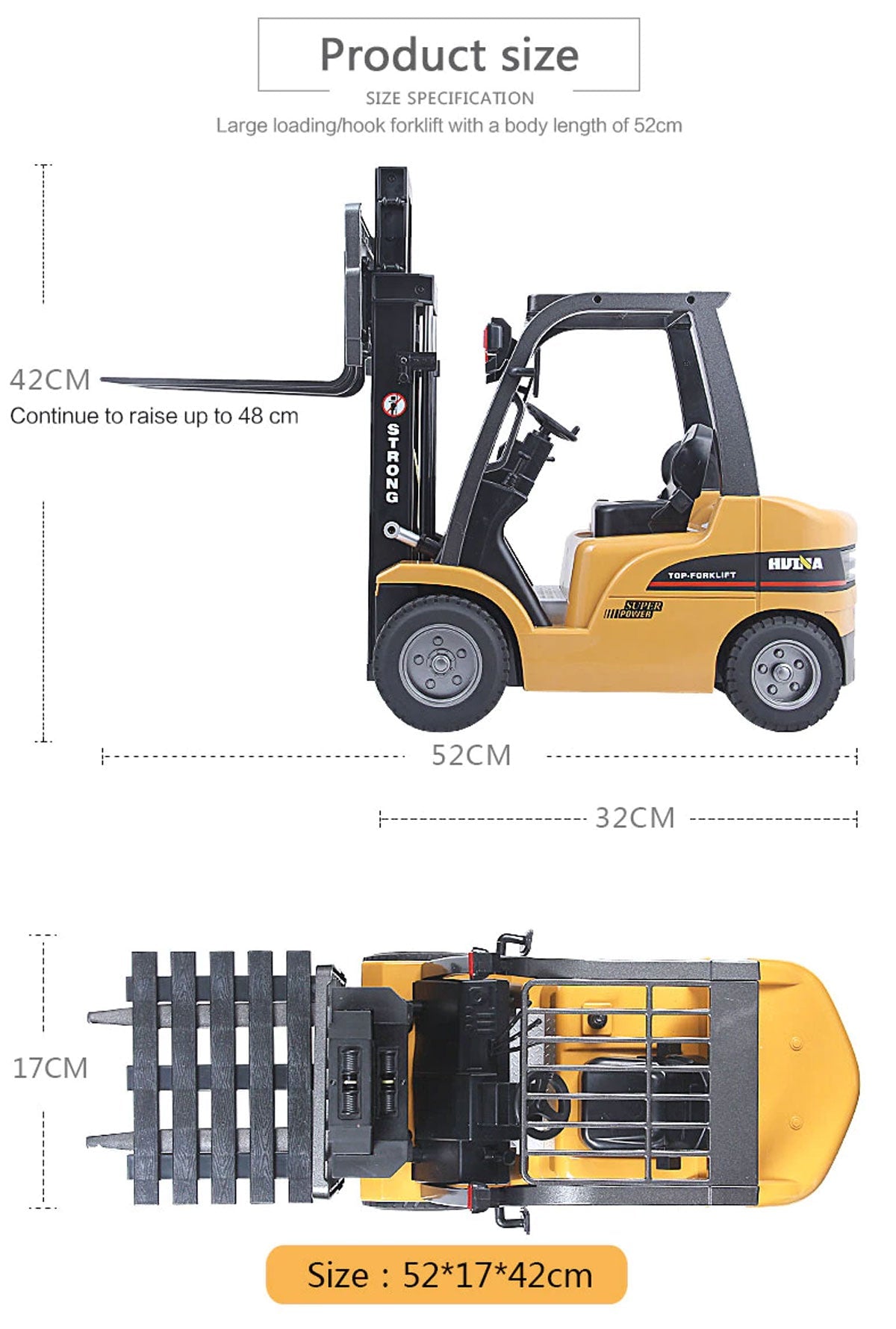 Huina 1/10 RC ForkLift Industrial Construction Engineering Vehicle Toy Trailer V610-TOY-HN-1576