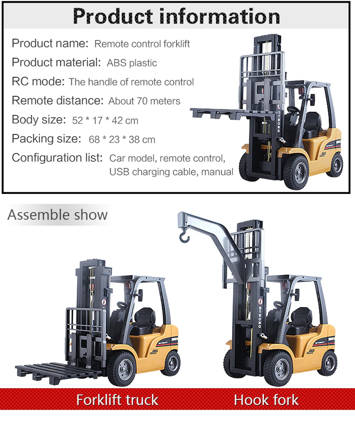 Huina 1/10 RC ForkLift Industrial Construction Engineering Vehicle Toy Trailer V610-TOY-HN-1576