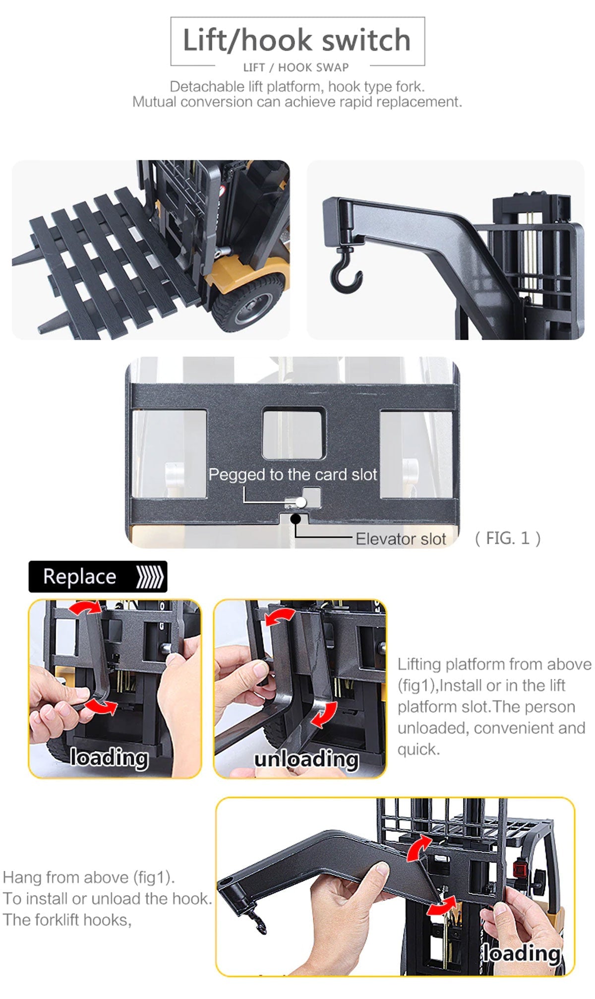 Huina 1/10 RC ForkLift Industrial Construction Engineering Vehicle Toy Trailer V610-TOY-HN-1576