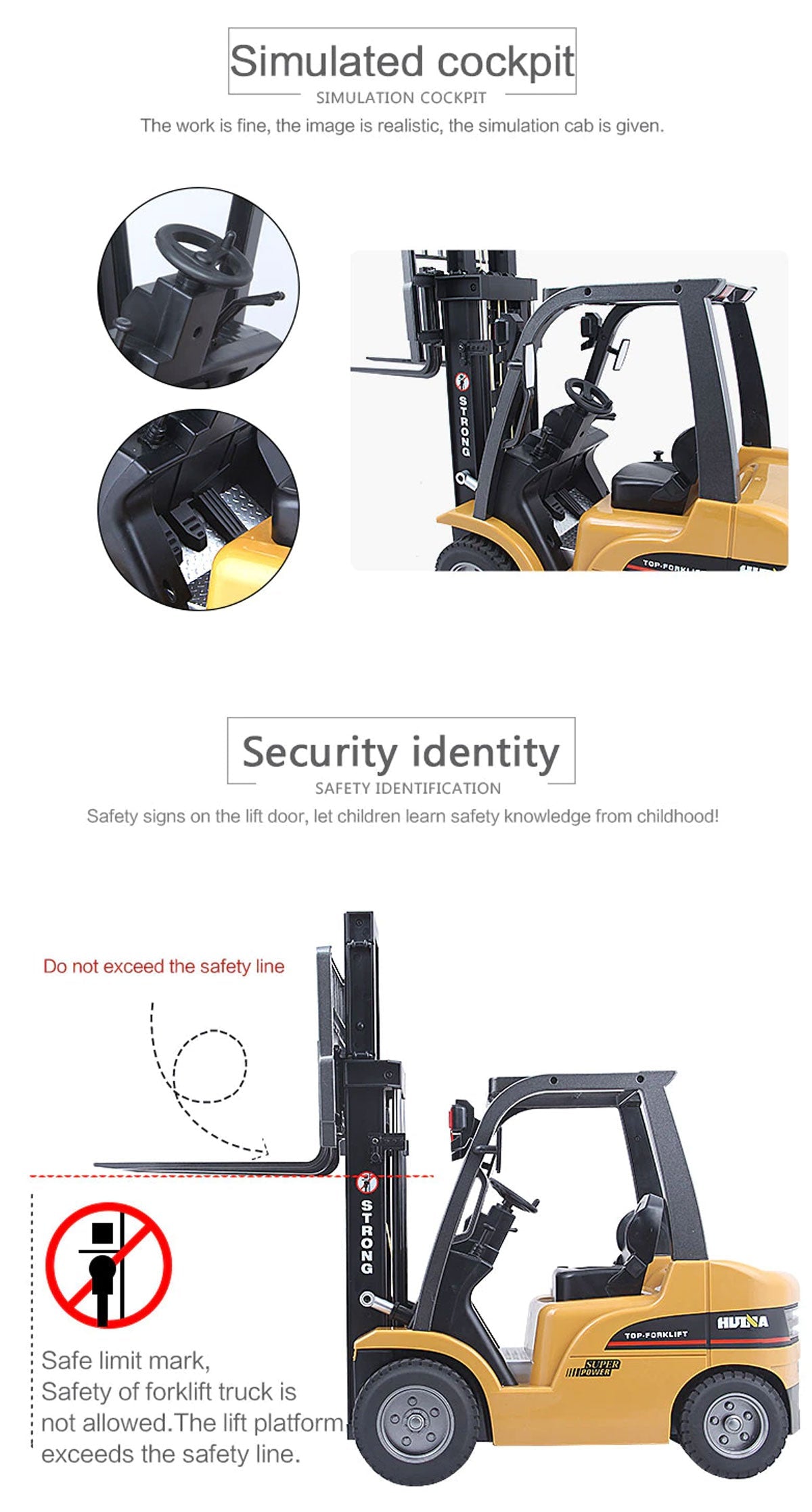 Huina 1/10 RC ForkLift Industrial Construction Engineering Vehicle Toy Trailer V610-TOY-HN-1576