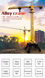 HUINA 1/14 12CH RC Alloy Tower Crane Engineering Construction Vehicle Toy Kids Car V610-TOY-HN-1585