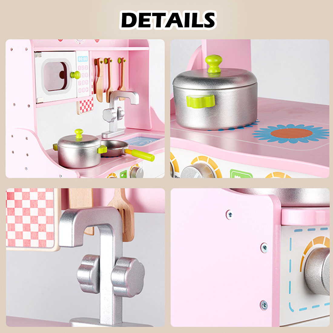 Kids Wooden Kitchen Pretend Play Set Toy Toddlers Children Cooking Food Cookware V610-TOY-KIT0707