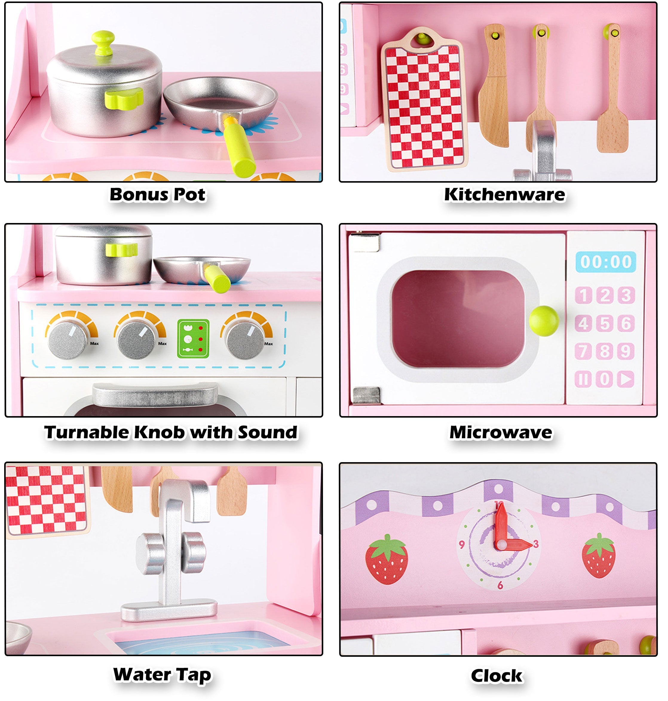 Kids Wooden Kitchen Pretend Play Set Toy Toddlers Children Cooking Food Cookware V610-TOY-KIT0707