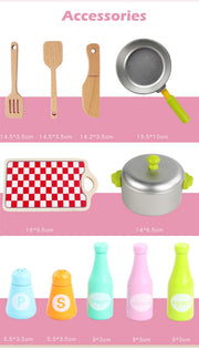 Kids Wooden Kitchen Pretend Play Set Toy Toddlers Children Cooking Food Cookware V610-TOY-KIT0707
