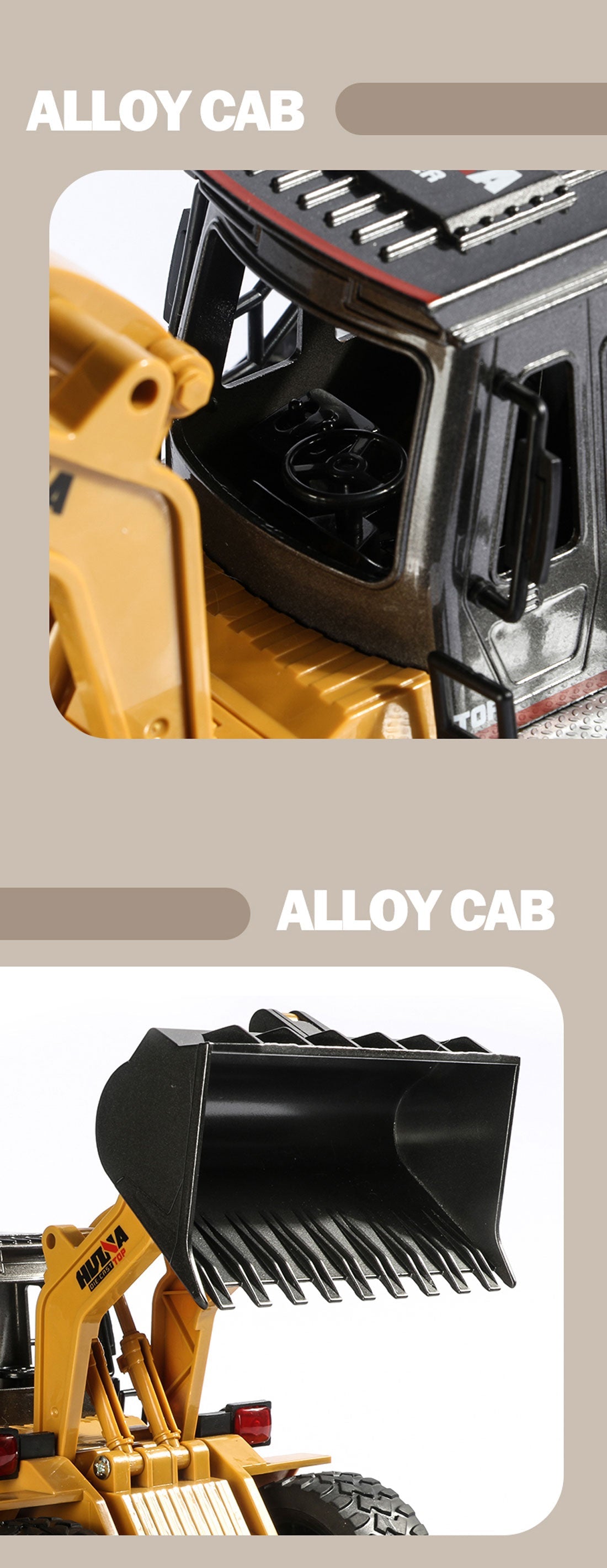 HUINA 1/18 6CH RC Alloy Construction Loader Bulldozer Engineering Vehicle Toy V610-TOY-RC-HN520