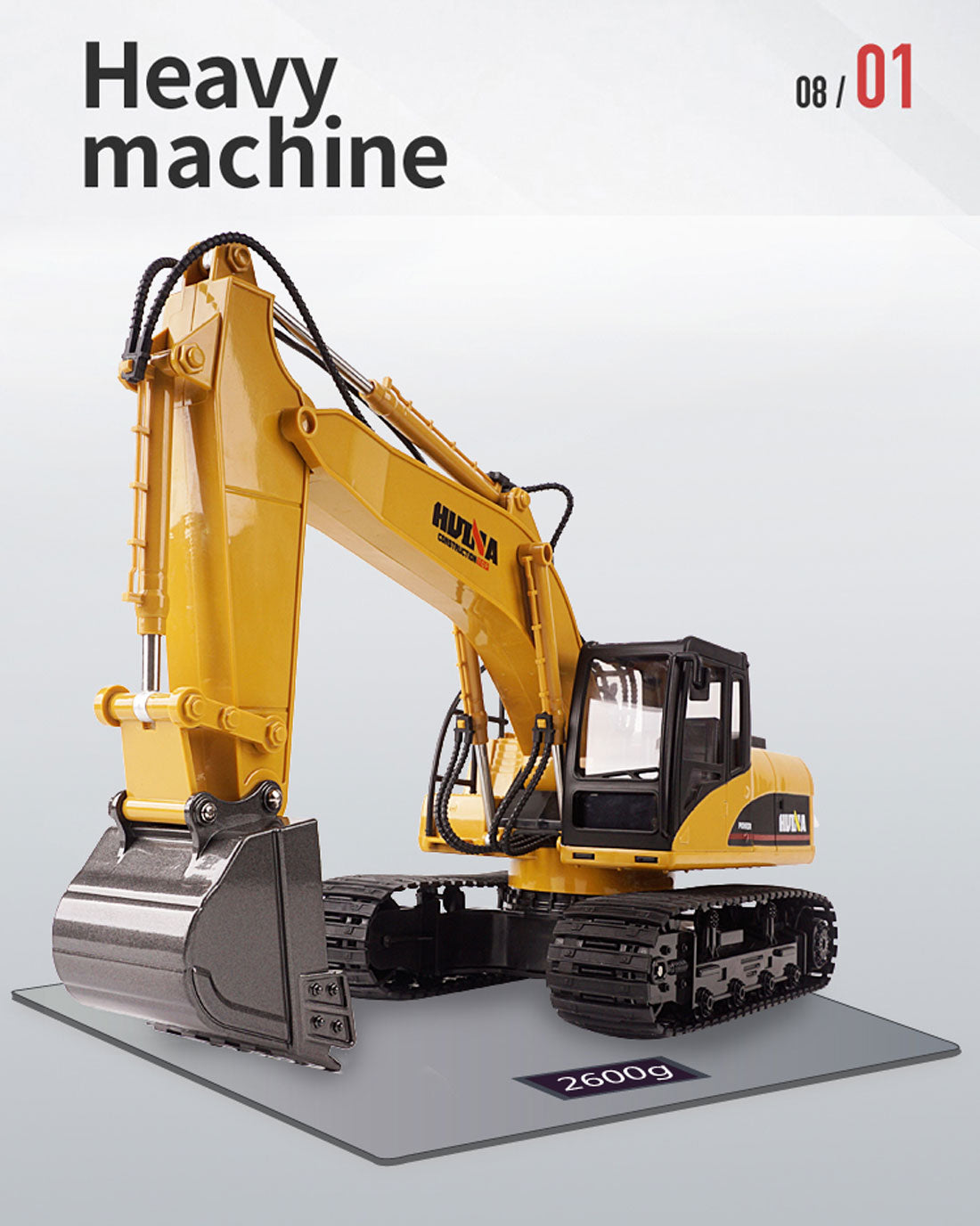 HUINA 1/14 15CH RC Alloy Excavator Construction Engineering Vehicle Digger Toy Gift V610-TOY-RC-HN550