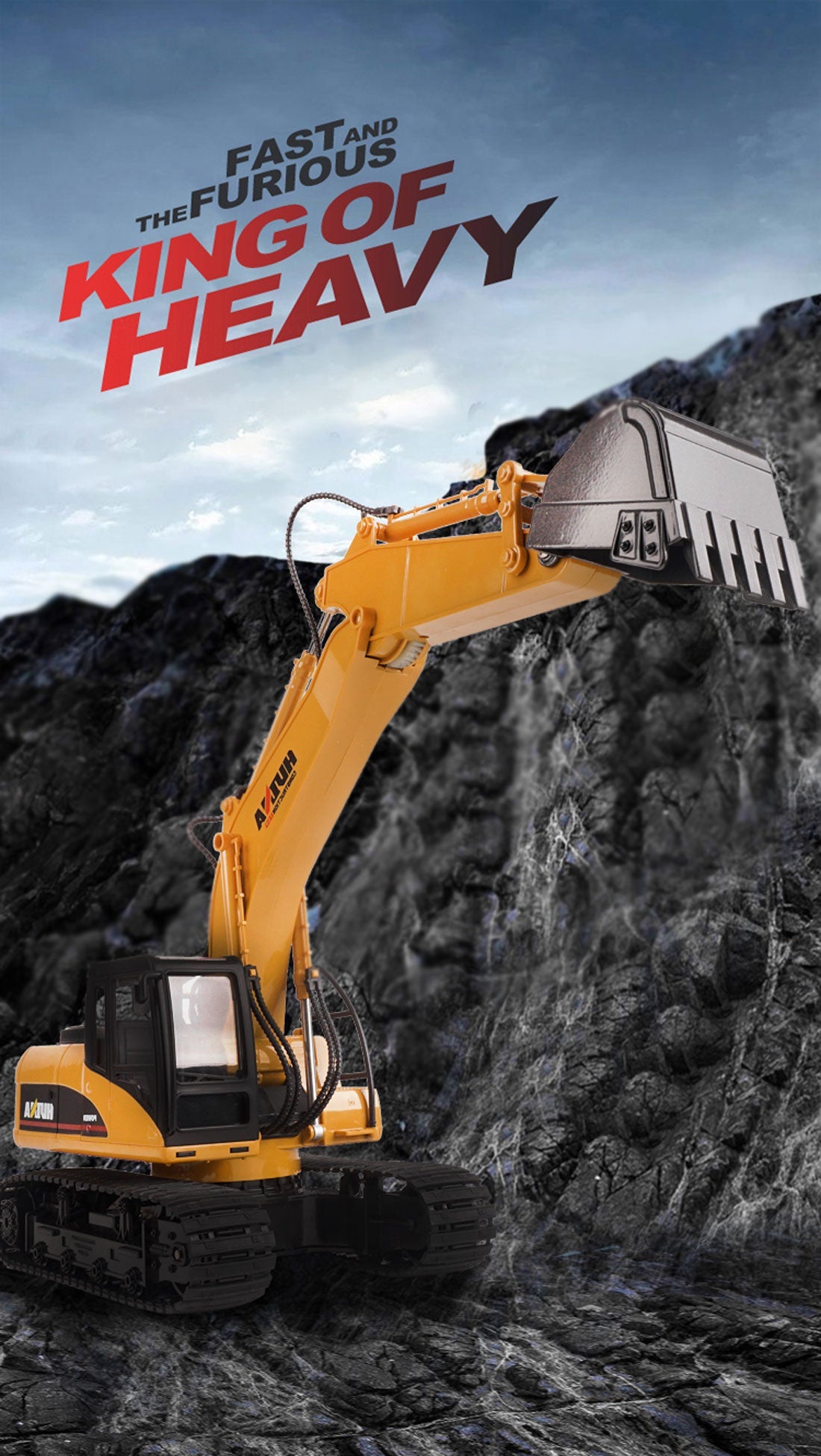 HUINA 1/14 15CH RC Alloy Excavator Construction Engineering Vehicle Digger Toy Gift V610-TOY-RC-HN550