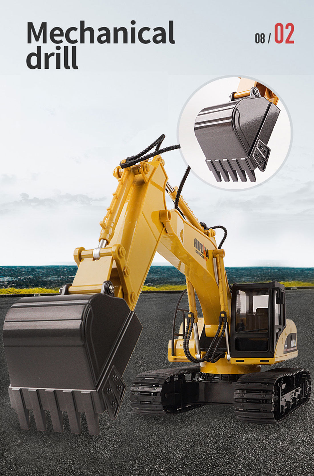HUINA 1/14 15CH RC Alloy Excavator Construction Engineering Vehicle Digger Toy Gift V610-TOY-RC-HN550