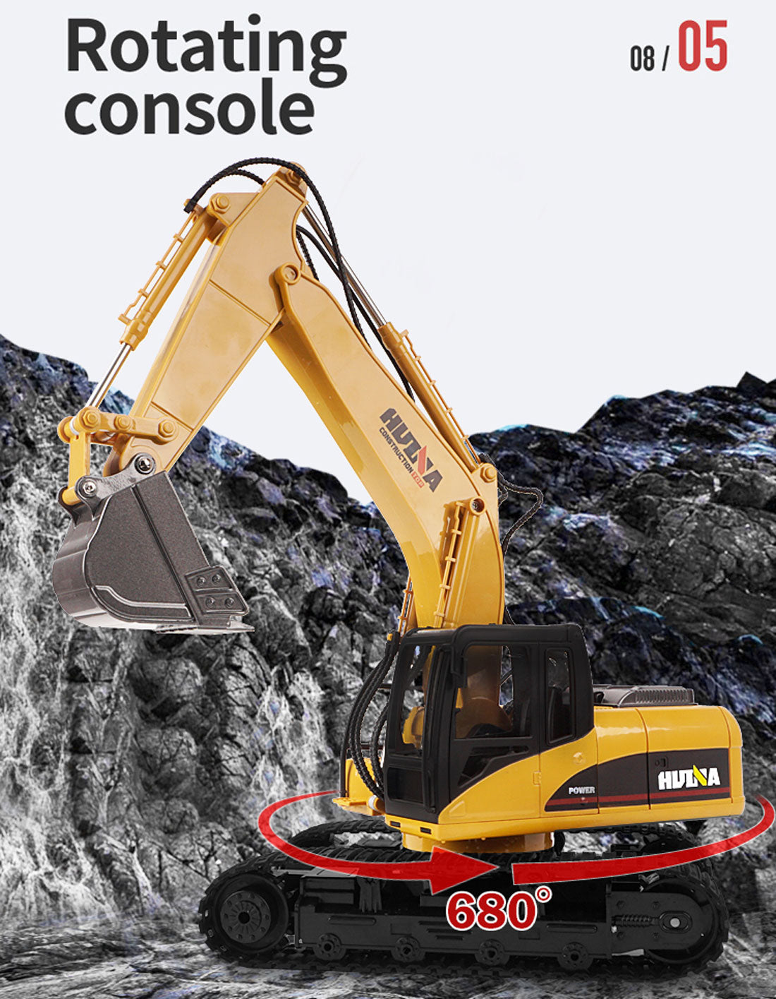 HUINA 1/14 15CH RC Alloy Excavator Construction Engineering Vehicle Digger Toy Gift V610-TOY-RC-HN550