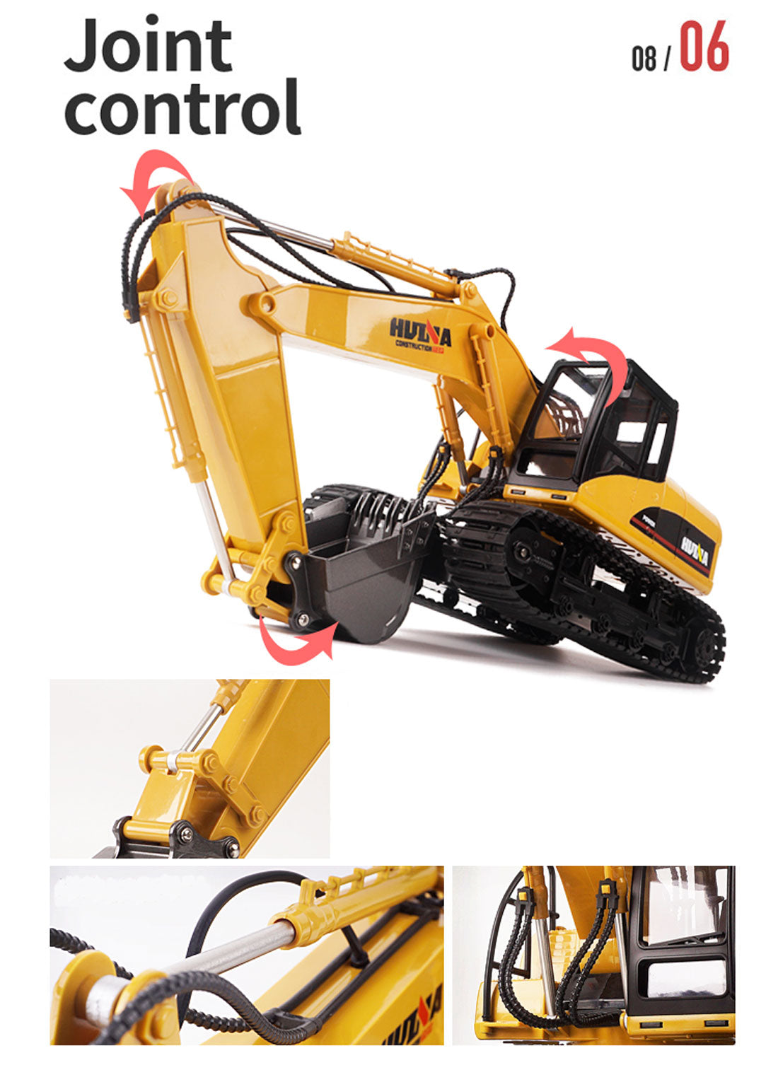 HUINA 1/14 15CH RC Alloy Excavator Construction Engineering Vehicle Digger Toy Gift V610-TOY-RC-HN550