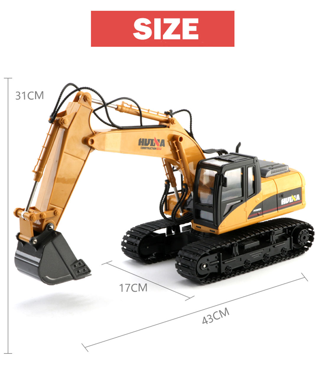HUINA 1/14 15CH RC Alloy Excavator Construction Engineering Vehicle Digger Toy Gift V610-TOY-RC-HN550