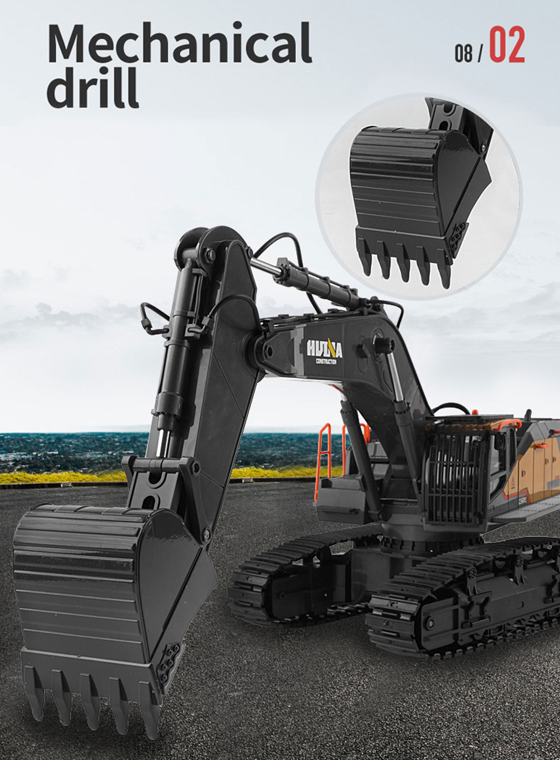 HUINA 1/14 22CH RC Alloy Excavator Construction Engineering Vehicle Toy Gift V610-TOY-RC-HN592