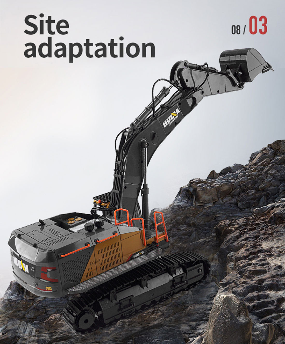 HUINA 1/14 22CH RC Alloy Excavator Construction Engineering Vehicle Toy Gift V610-TOY-RC-HN592