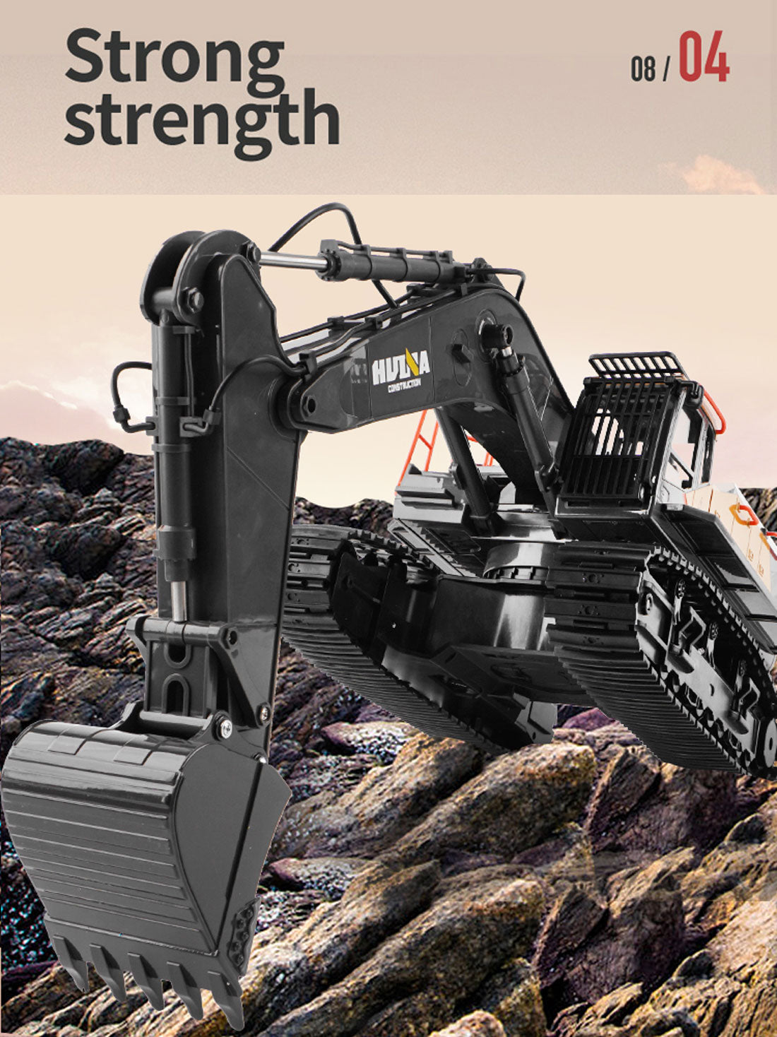 HUINA 1/14 22CH RC Alloy Excavator Construction Engineering Vehicle Toy Gift V610-TOY-RC-HN592