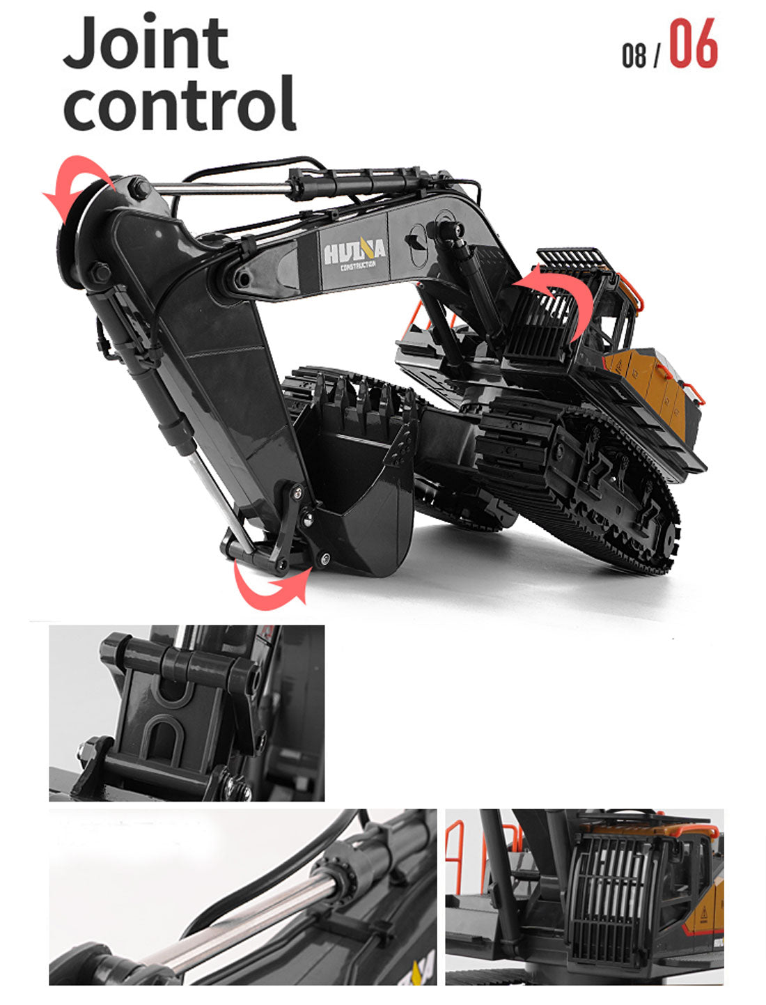 HUINA 1/14 22CH RC Alloy Excavator Construction Engineering Vehicle Toy Gift V610-TOY-RC-HN592