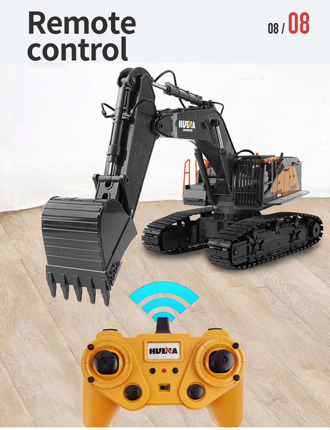 HUINA 1/14 22CH RC Alloy Excavator Construction Engineering Vehicle Toy Gift V610-TOY-RC-HN592
