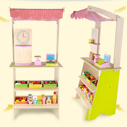 Kids Wooden Toy Pretend Play Marketplace Stand Fruit Veg Shop Stall Supermarket V610-VEGSH-MSN15033
