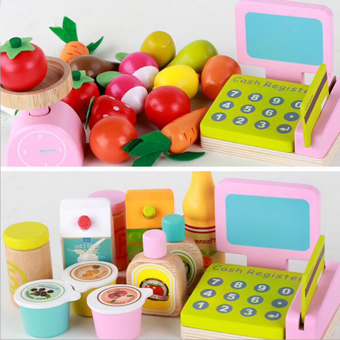 Kids Wooden Toy Pretend Play Marketplace Stand Fruit Veg Shop Stall Supermarket V610-VEGSH-MSN15033