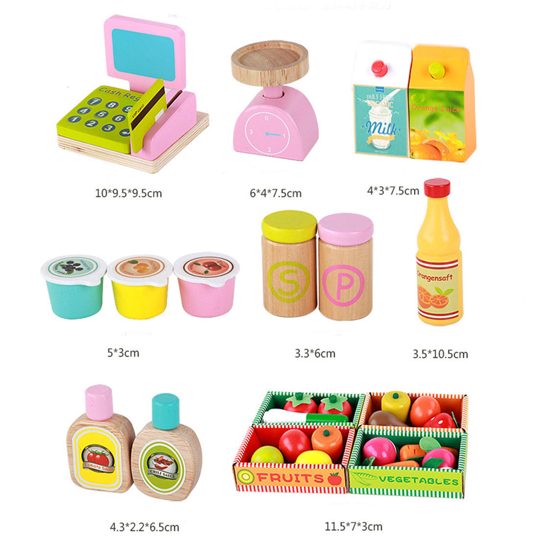 Kids Wooden Toy Pretend Play Marketplace Stand Fruit Veg Shop Stall Supermarket V610-VEGSH-MSN15033