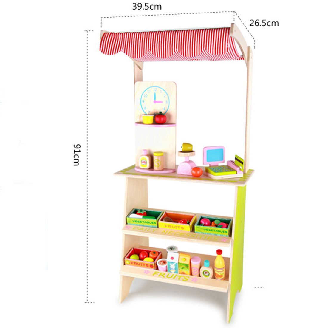Kids Wooden Toy Pretend Play Marketplace Stand Fruit Veg Shop Stall Supermarket V610-VEGSH-MSN15033