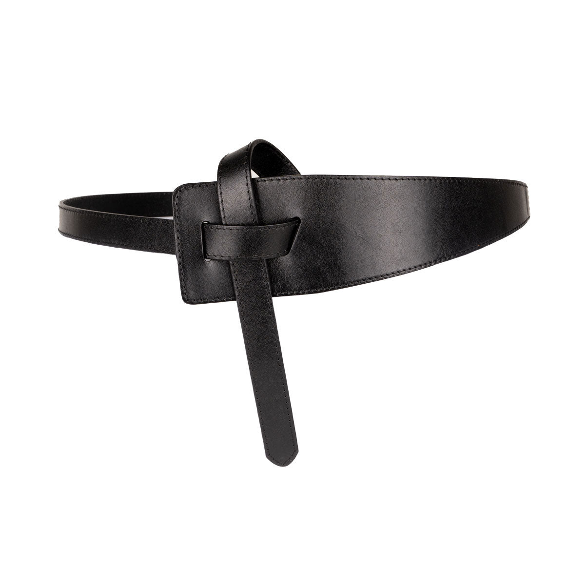 Peroz Ivy Women's Black Leather Knot Belt V629-PZ-IVY-BLACK100