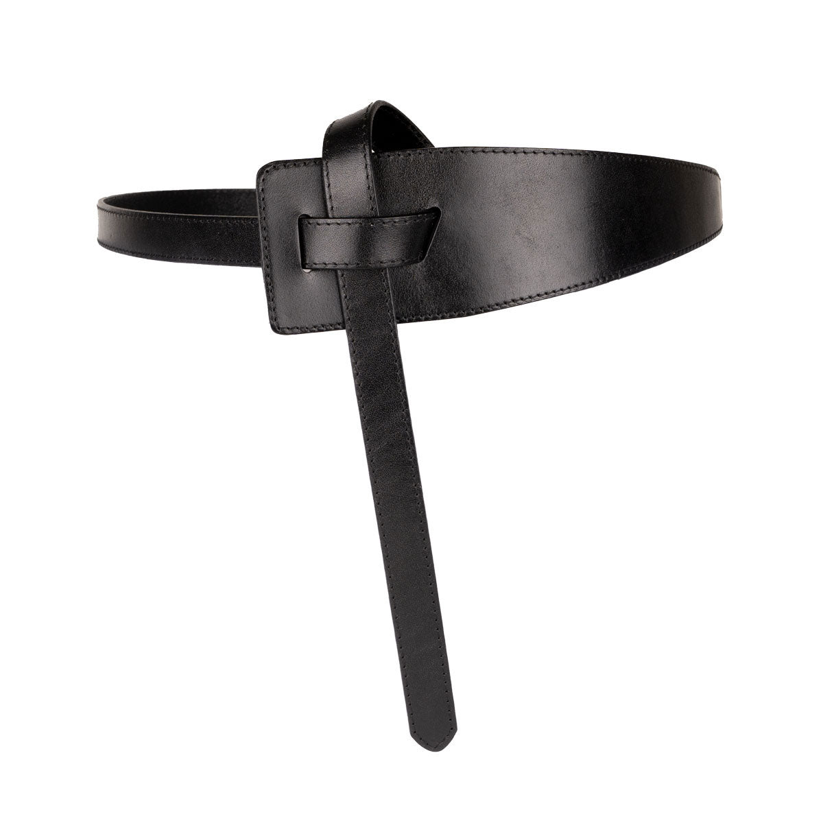 Peroz Ivy Women's Black Leather Knot Belt V629-PZ-IVY-BLACK100