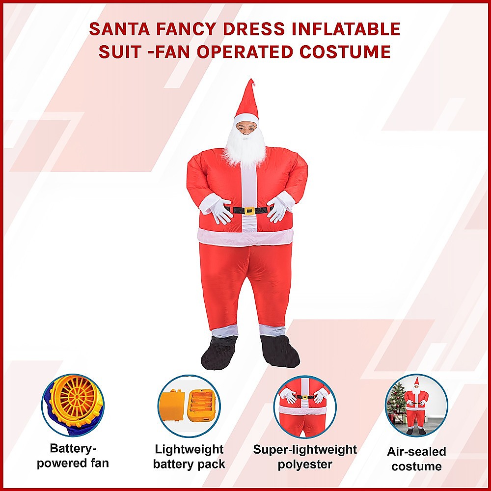 SANTA Fancy Dress Inflatable Suit -Fan Operated Costume V63-306601