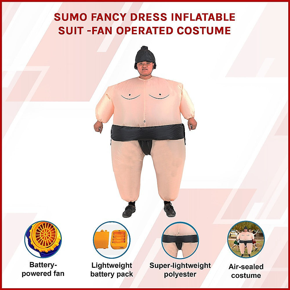 SUMO Fancy Dress Inflatable Suit -Fan Operated Costume V63-306611