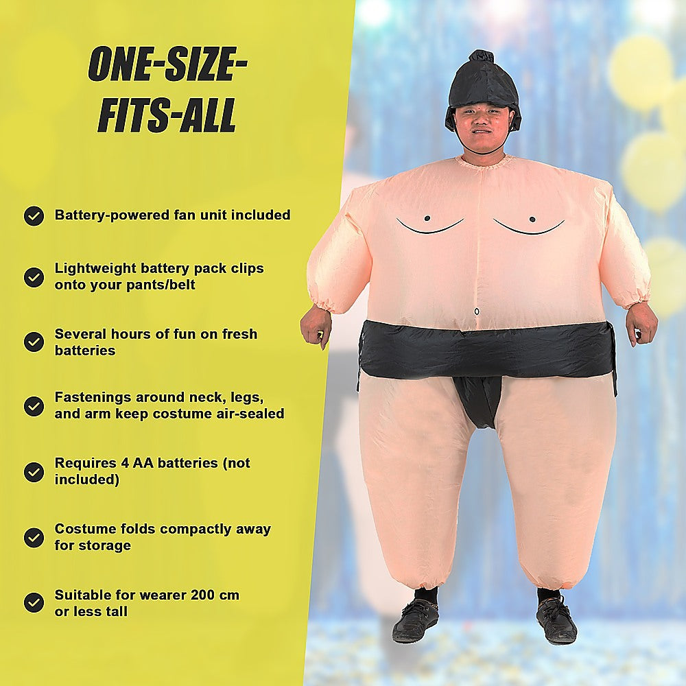 SUMO Fancy Dress Inflatable Suit -Fan Operated Costume V63-306611