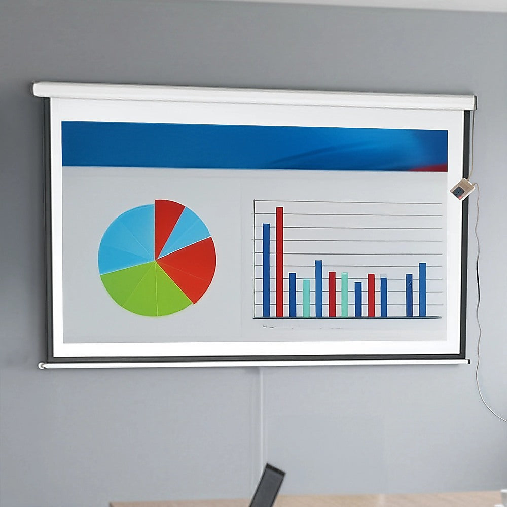 100" Electric Motorised Projector Screen TV +Remote V63-656034
