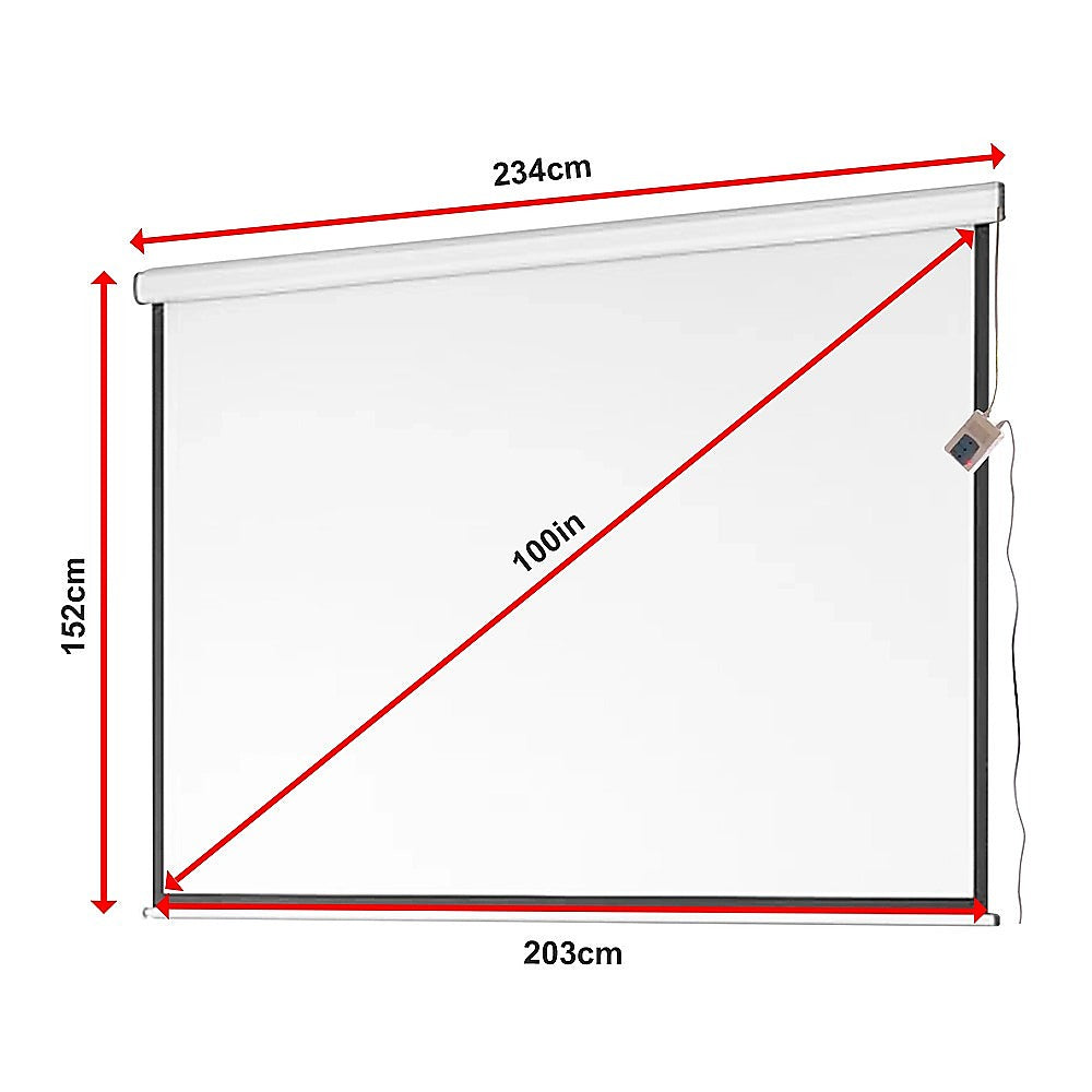 100" Electric Motorised Projector Screen TV +Remote V63-656034