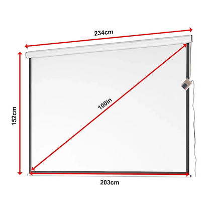 100" Electric Motorised Projector Screen TV +Remote V63-656034