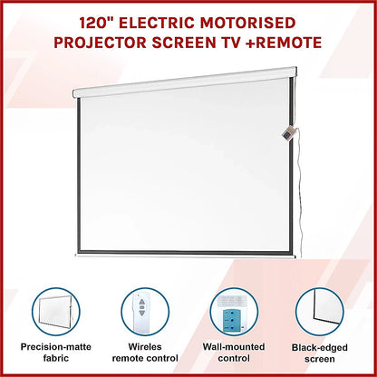 120" Electric Motorised Projector Screen TV +Remote V63-686914