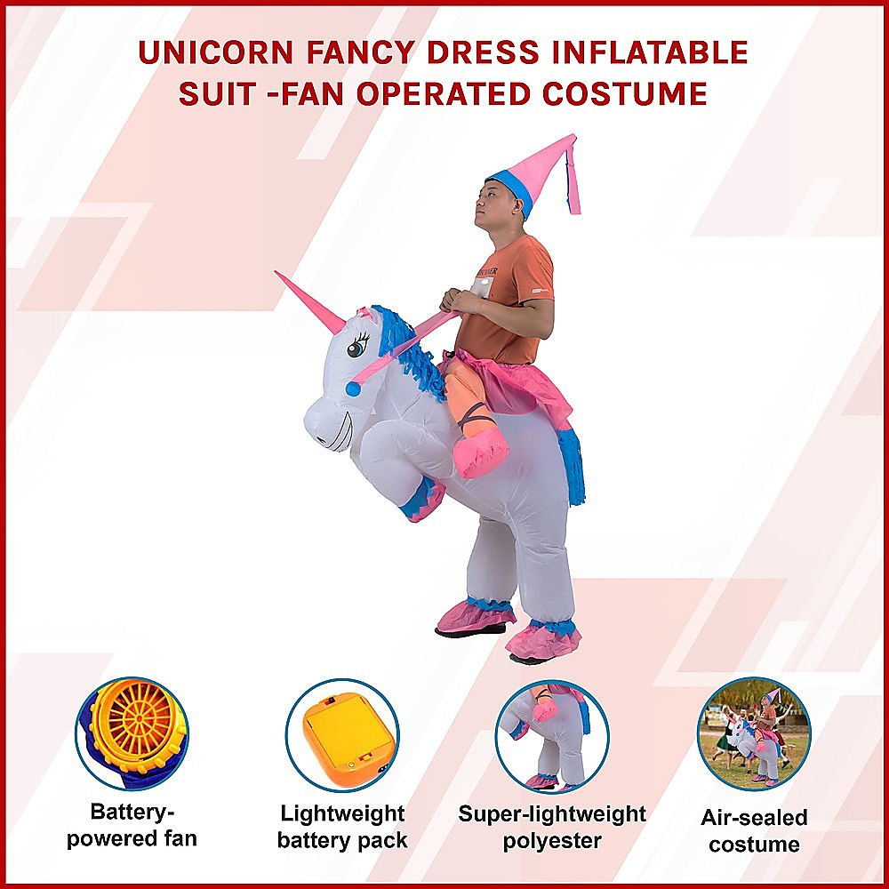 UNICORN Fancy Dress Inflatable Suit -Fan Operated Costume V63-691634