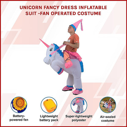 UNICORN Fancy Dress Inflatable Suit -Fan Operated Costume V63-691634