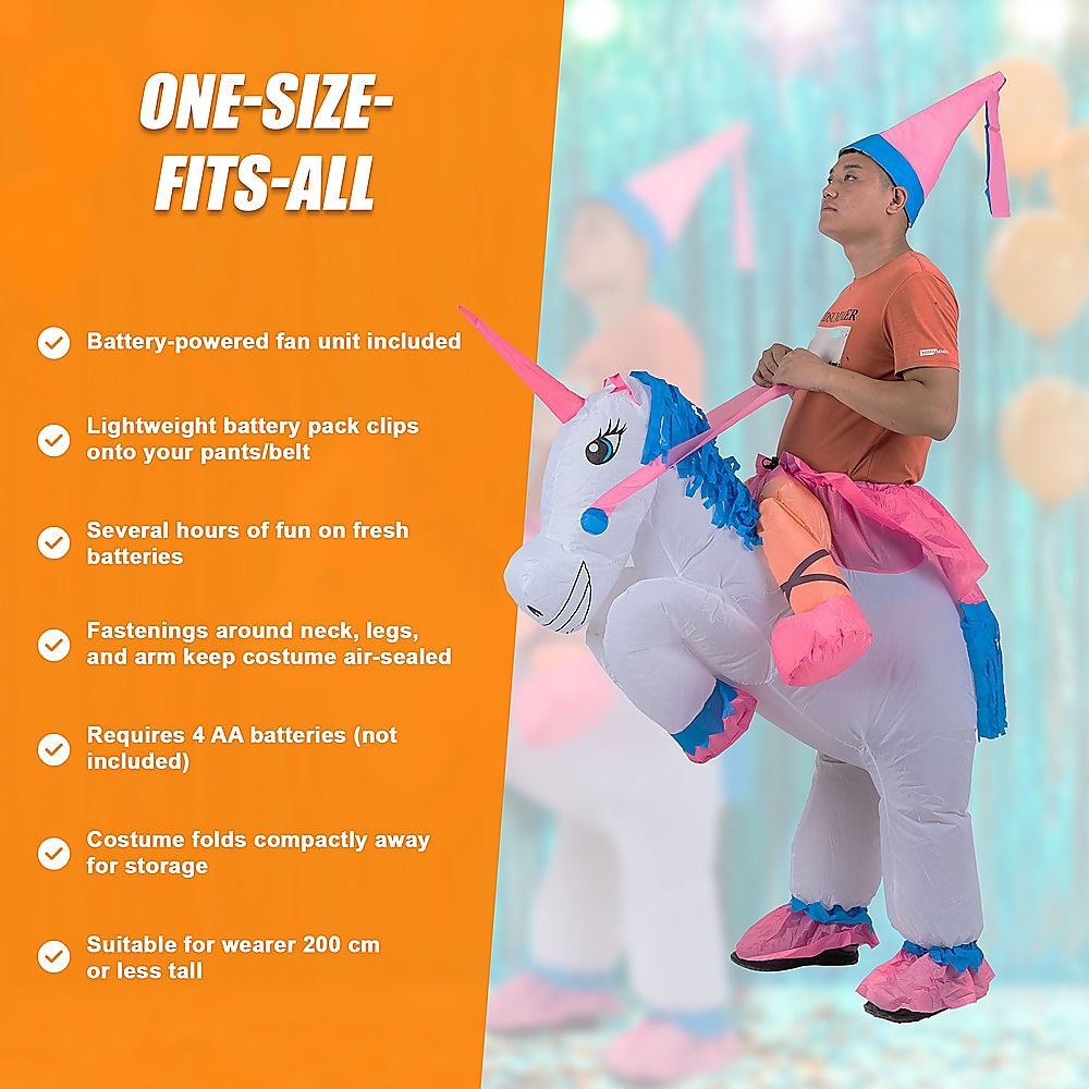 UNICORN Fancy Dress Inflatable Suit -Fan Operated Costume V63-691634