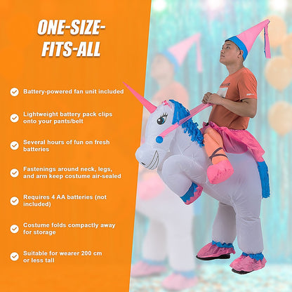 UNICORN Fancy Dress Inflatable Suit -Fan Operated Costume V63-691634