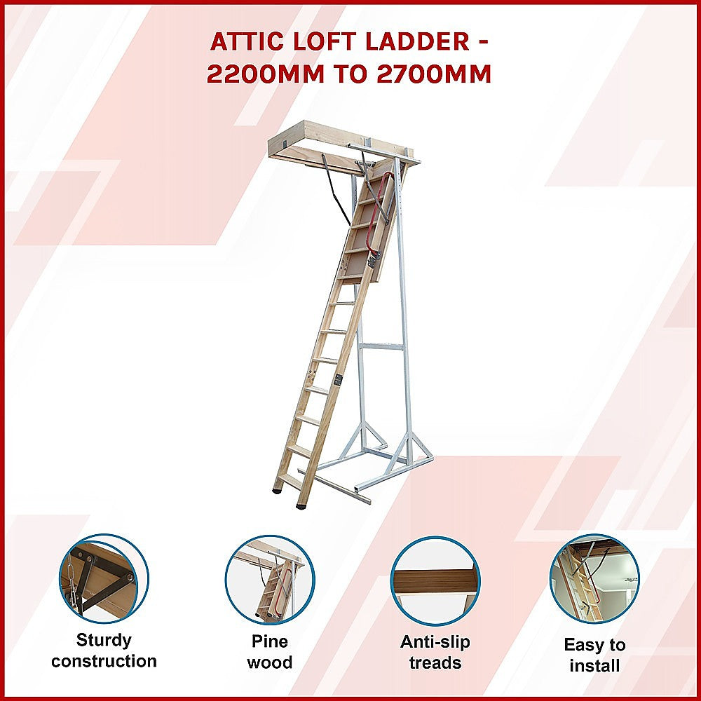 Attic Loft Ladder - 2200mm to 2700mm V63-719995